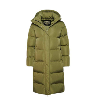 Superdry Quilted long coat with hood green