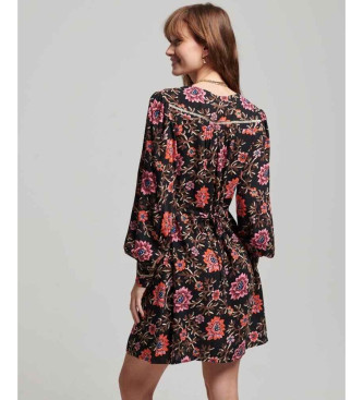 Superdry Printed tea mini dress with black V-neckline