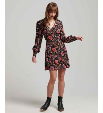 Superdry Printed tea mini dress with black V-neckline