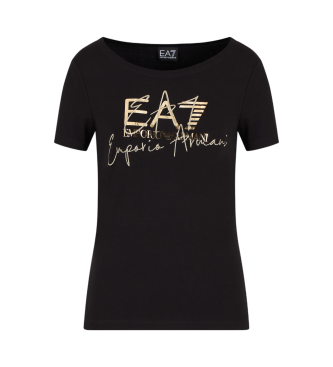 EA7 T-shirt girocollo serie logo in cotone elasticizzato nero