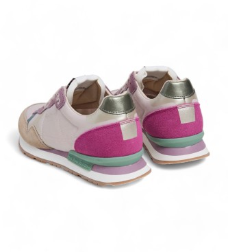 Pepe Jeans Brit Prints pink leather trainers