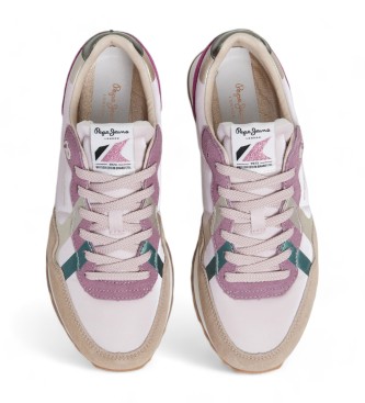 Pepe Jeans Brit Prints pink leather trainers