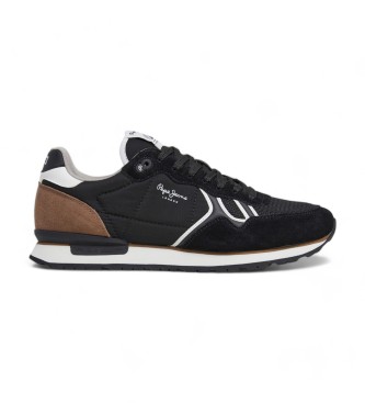 Pepe Jeans Sneakers in pelle nera della serie Brit