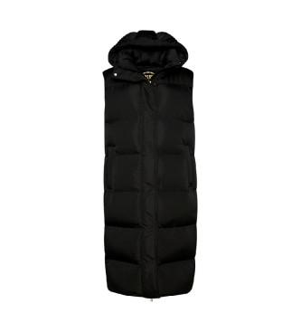 Superdry Gilet long matelass avec capuche noir