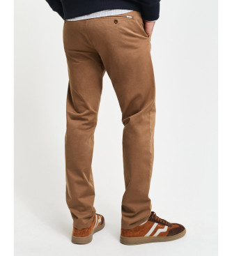 Gant Slim Fit Brown Twill Chino Trousers