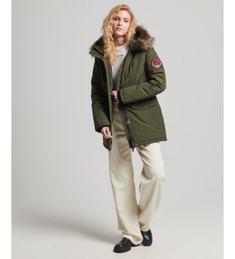 Superdry Parka med htte i syntetisk pels Everest green