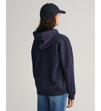 Gant Felpa con cappuccio e zip con scudo blu scuro