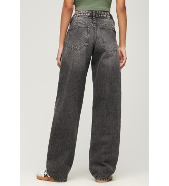 Superdry Organic cotton jeans, mid-rise and wide leg black