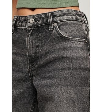 Superdry Jeans i ekologisk bomull, mid-rise och vida ben, svart