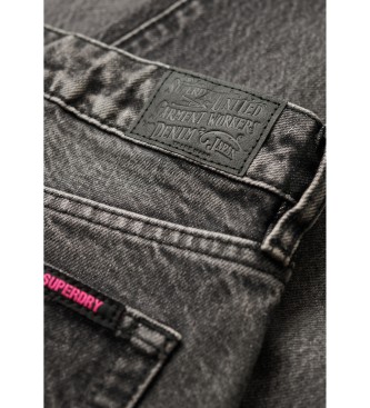 Superdry Jeans aus Bio-Baumwolle, Mid-Rise und weites Bein, schwarz