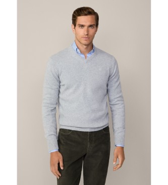 Hackett London Grauer Pullover mit V-Ausschnitt 