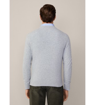 Hackett London Grauer Pullover mit V-Ausschnitt 