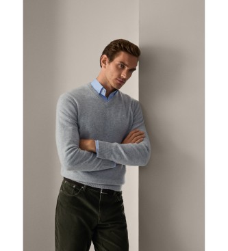 Hackett London Grauer Pullover mit V-Ausschnitt 