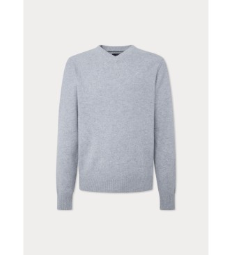 Hackett London Grauer Pullover mit V-Ausschnitt 