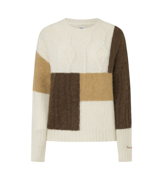 Pepe Jeans Pull Hilary blanc, marron