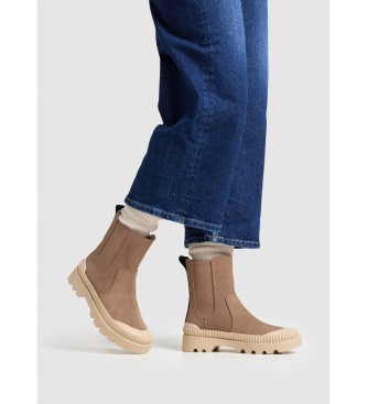 Pepe Jeans Botins Ascot High em pele castanho