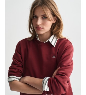 Gant Shield sweatshirt med rund hals og rdbrun farve