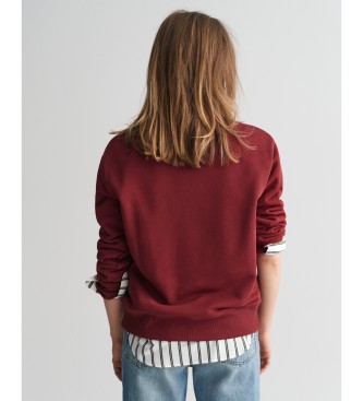 Gant Shield sweatshirt med rund hals og rdbrun farve