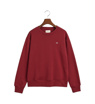 Gant Shield sweatshirt med rund hals og rdbrun farve