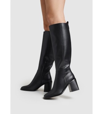 Pepe Jeans Twiggy Basic black leather boots