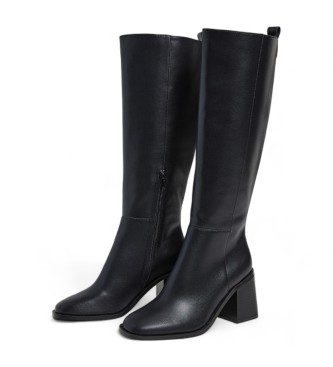 Pepe Jeans Botas de piel Twiggy Basic negro