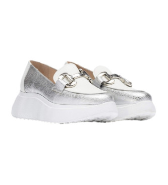 Wonders Metallic zilveren Montreal leren mocassins