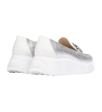 Wonders Metallic silver Montreal leather moccasins