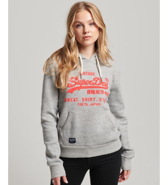 Superdry Fluro Sweatshirt mit Vintage Logo grauem Logo