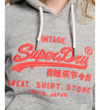 Superdry Fluro sweatshirt with Vintage Logo grey logo