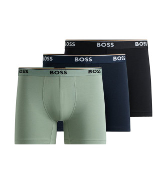 BOSS 3-pack Power-boxershorts i svart, grnt och marinbltt