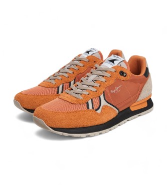 Pepe Jeans Brit Fun orange leather shoes