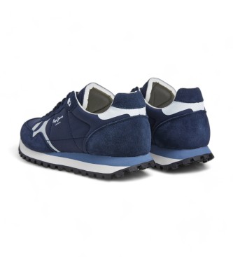 Pepe Jeans Brit-On Prints navy leather trainers