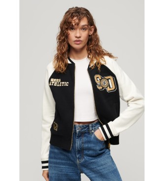 Superdry Graficzna dzianinowa kurtka bomber College czarna