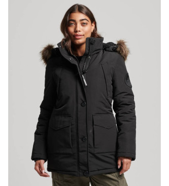 Superdry Synthetic fur hooded parka Everest black