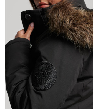 Superdry Parka con capucha de pelo sinttico Everest negro