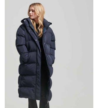 Superdry Long quilted coat with navy hood