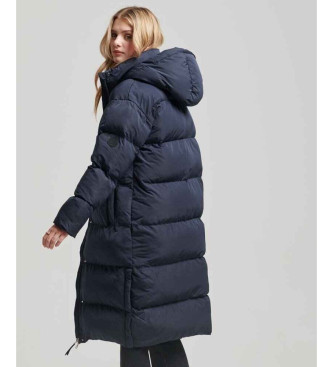 Superdry Long quilted coat with navy hood