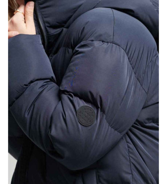 Superdry Long quilted coat with navy hood