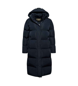 Superdry Long quilted coat with navy hood