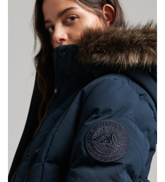 Superdry Długi płaszcz z syntetycznego futra Everest navy