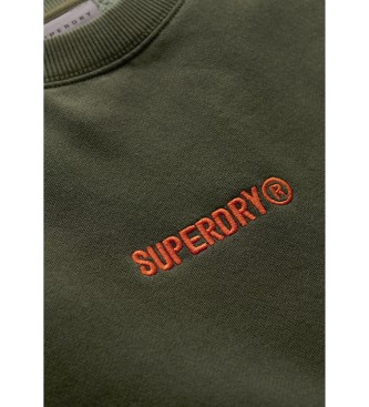 Superdry Sudadera suelta de cuello redondo con micrologotipo estampado verde  