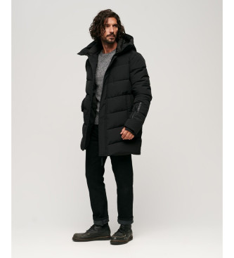 Superdry Parka acolchada City Chevron negro