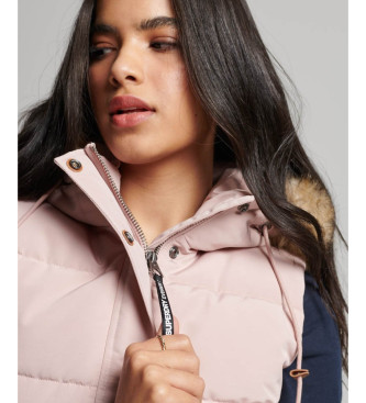 Superdry Quilted synthetic fur waistcoat Everest pink