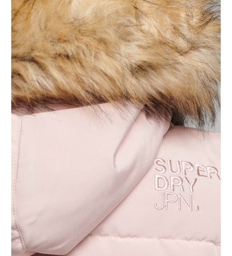 Superdry Quilted synthetic fur waistcoat Everest pink