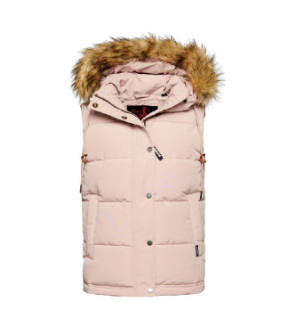 Superdry Quilted synthetic fur waistcoat Everest pink