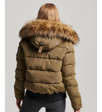 Superdry Veste bombardier  capuche matelasse verte Everest