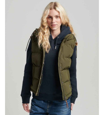 Superdry Chaleco acolchado con capucha Everest verde