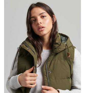 Superdry Hooded quilted waistcoat Everest green