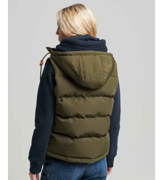 Superdry Chaleco acolchado con capucha Everest verde