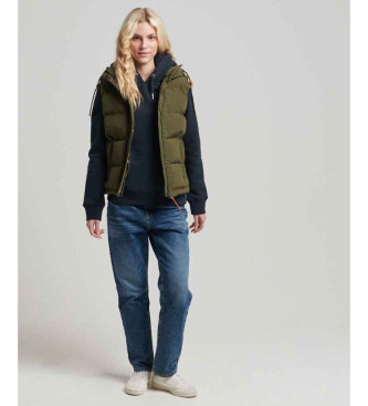 Superdry Chaleco acolchado con capucha Everest verde